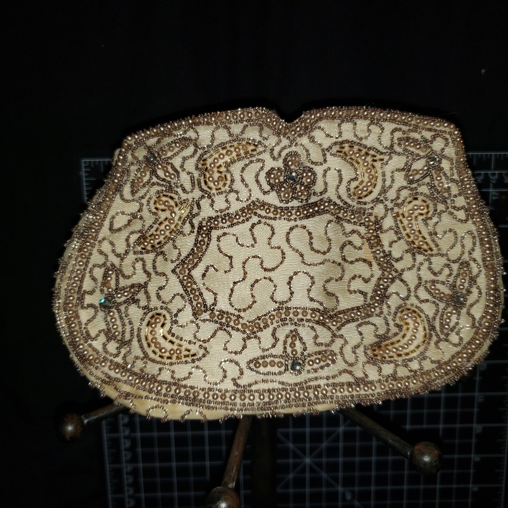 Rare One of a Kind Antique Hand Beaded 1920's Clutch made in Belgium